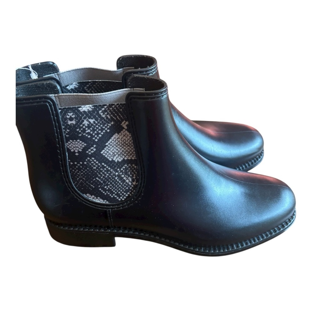 Black Ankle Boots with Snakeskin Detail